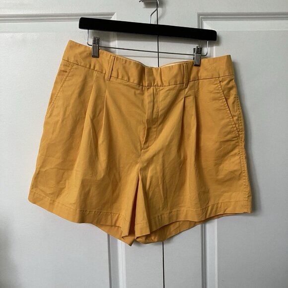 Gap Pleated Khaki Shorts Womens 16 Yellow Cotton Preppy - Picture 12 of 12